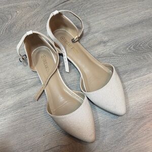 Dream Pairs Women's Sparkling Cream Ankle Strap Heels